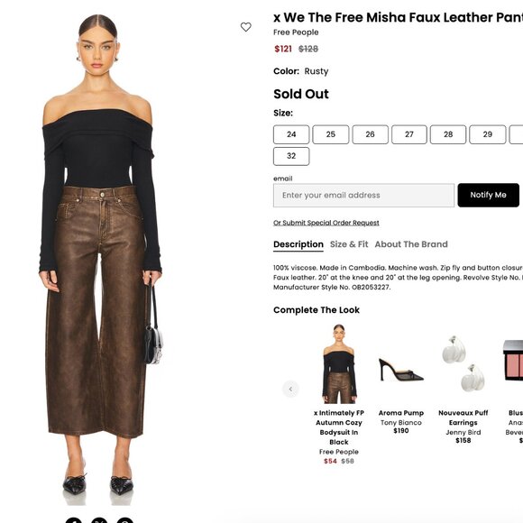 Free People Misha Vegan Trousers - Picture 1 of 5